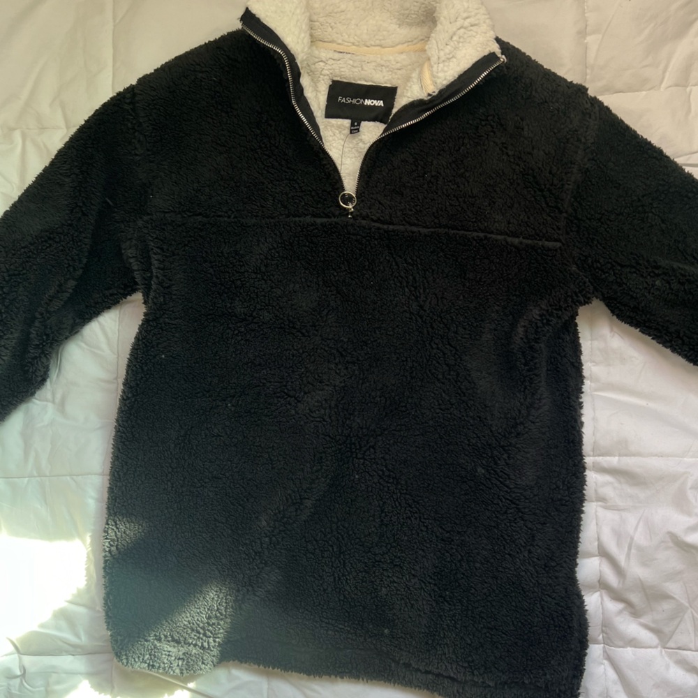 Fashion Nova Black Teddy Pullover